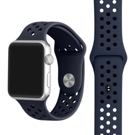 Curea iUni compatibila cu Apple Watch 1/2/3/4/5/6/7, 42mm, Silicon Sport, Dark Blue